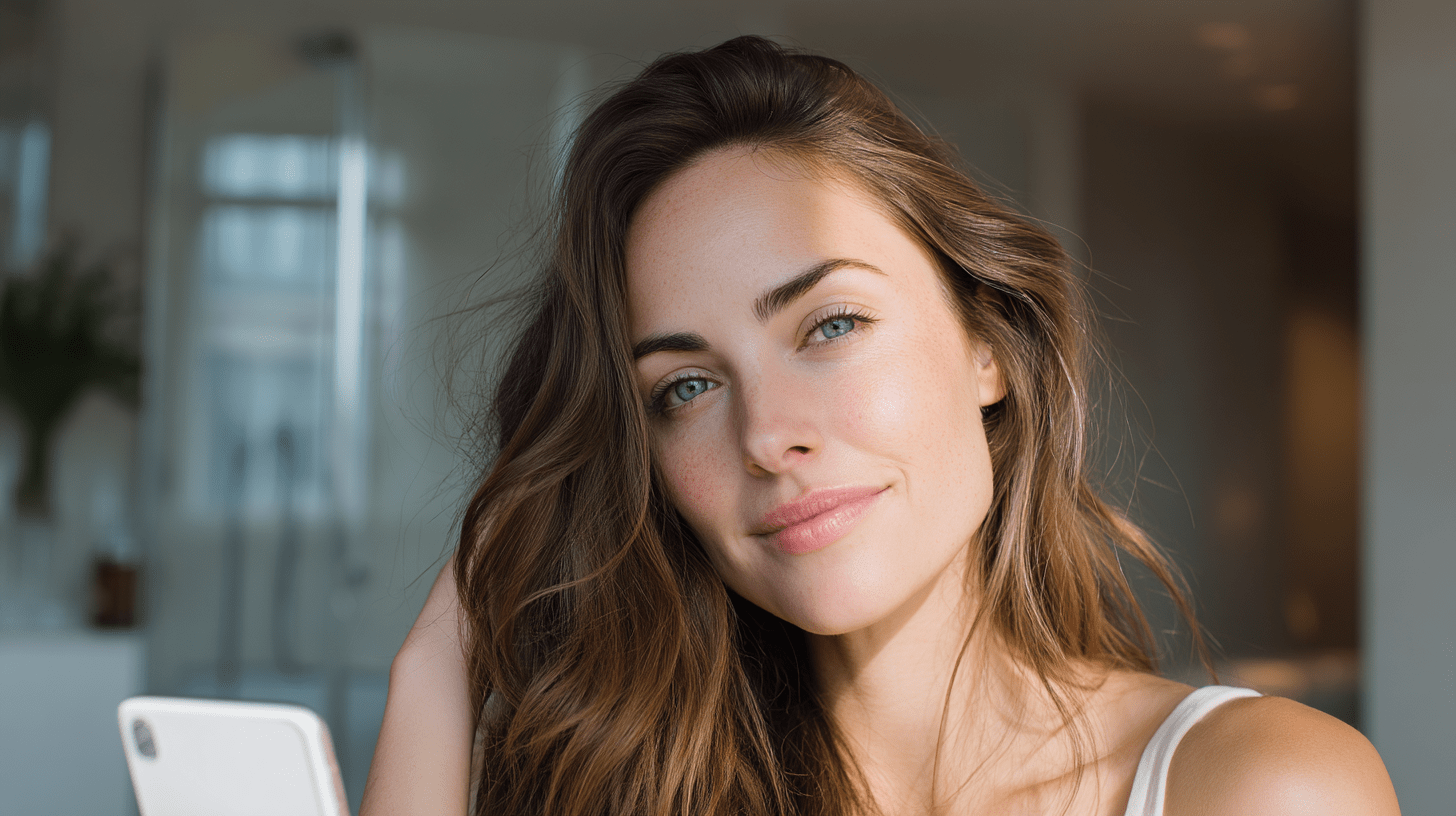 Woman with clear skin smiling